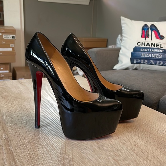 Christian Louboutin Shoes - Louboutin Daffodile 160MM Black Patent Leather - 36